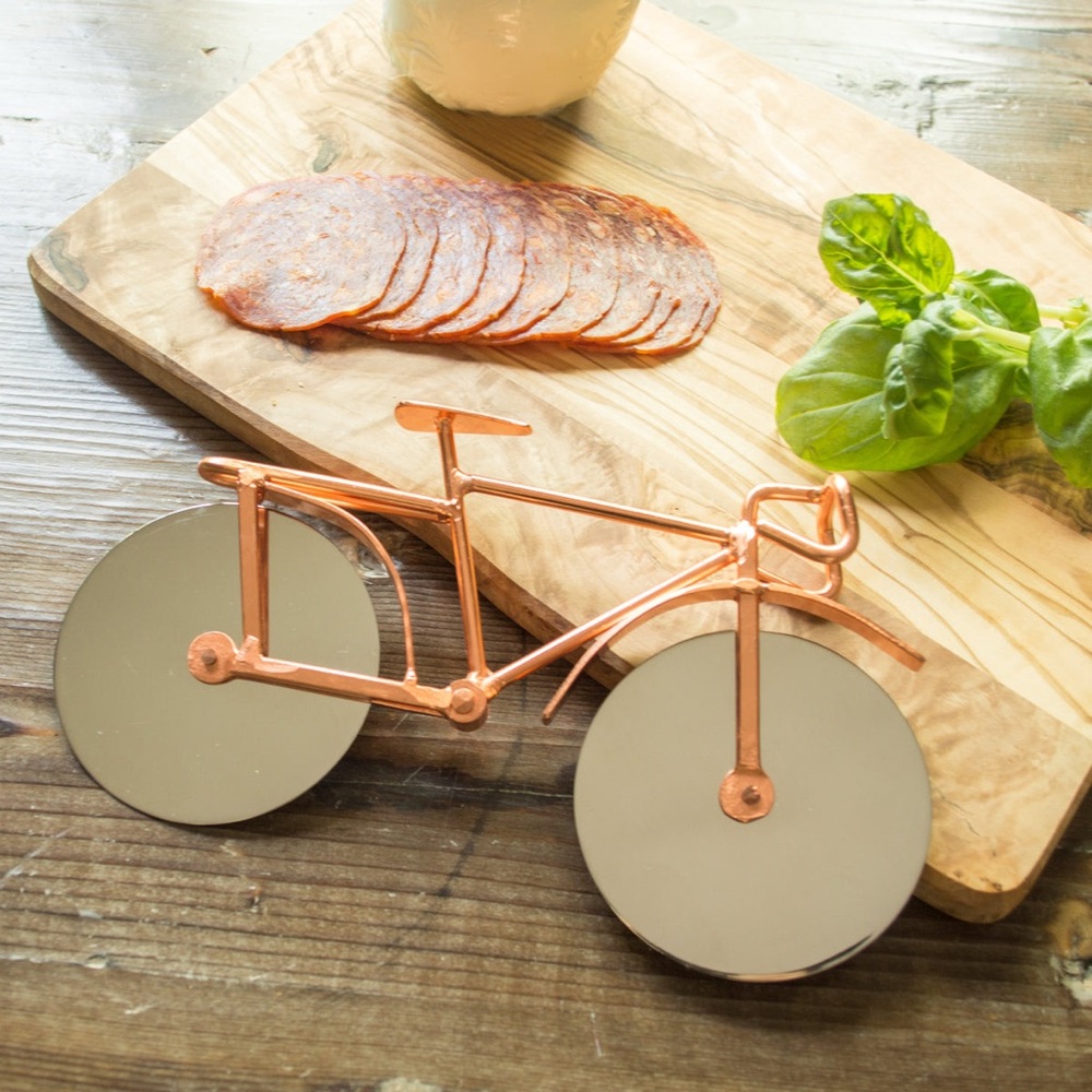Copper Bike 8" Bicycle 🚲 Pizza Cutter Knife Blade Kitchen Tool Gadget Novelty